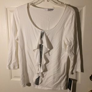 Nygard size M ivory shirt with sequined stripe